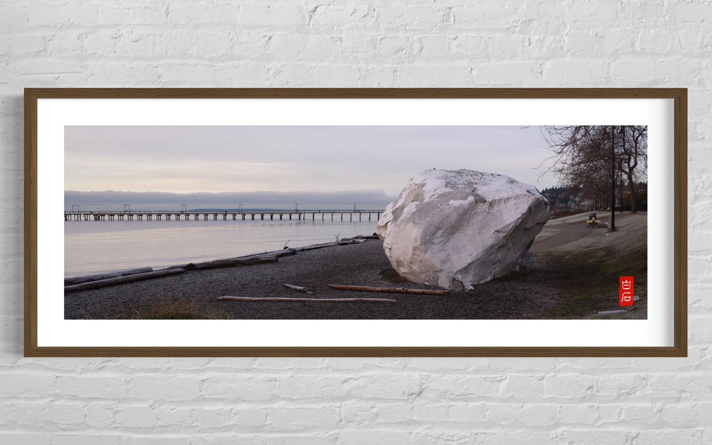 White Rock Panorama: 18*54 photo with solid wood frame