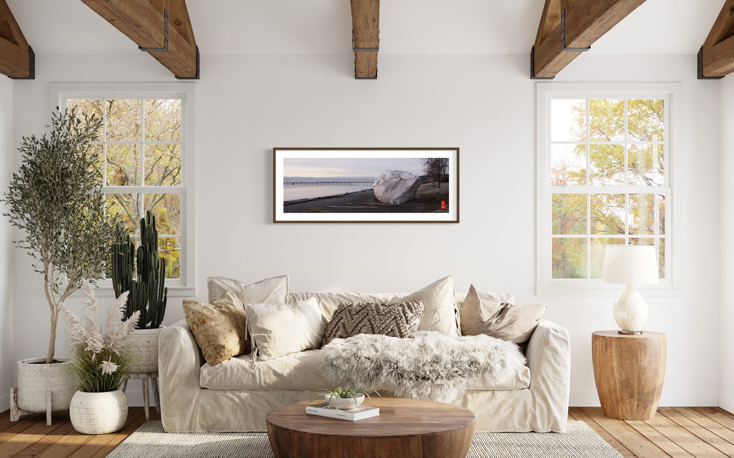 White Rock Panorama: 18*54 photo with solid wood frame