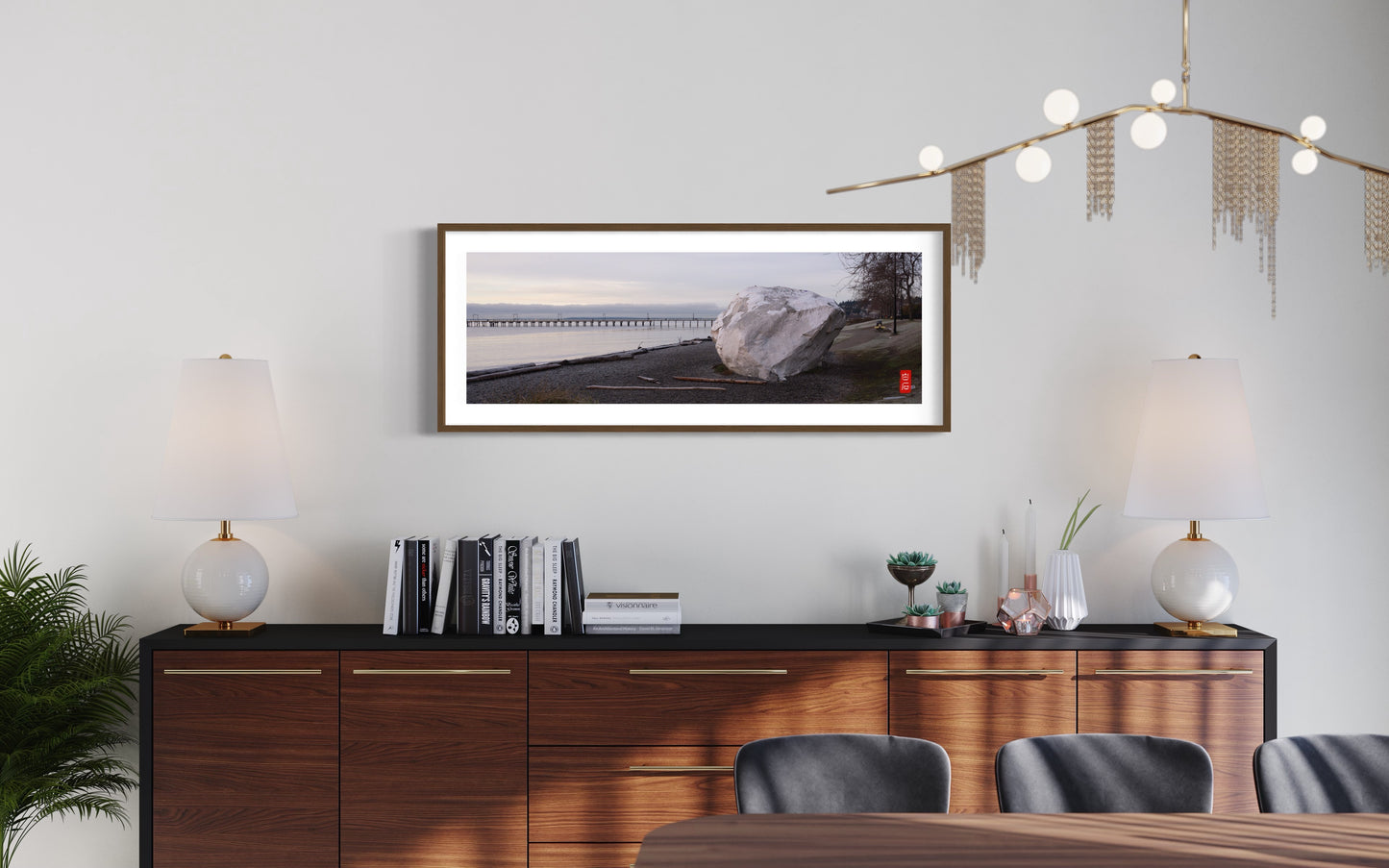 White Rock Panorama: 18*54 photo with solid wood frame