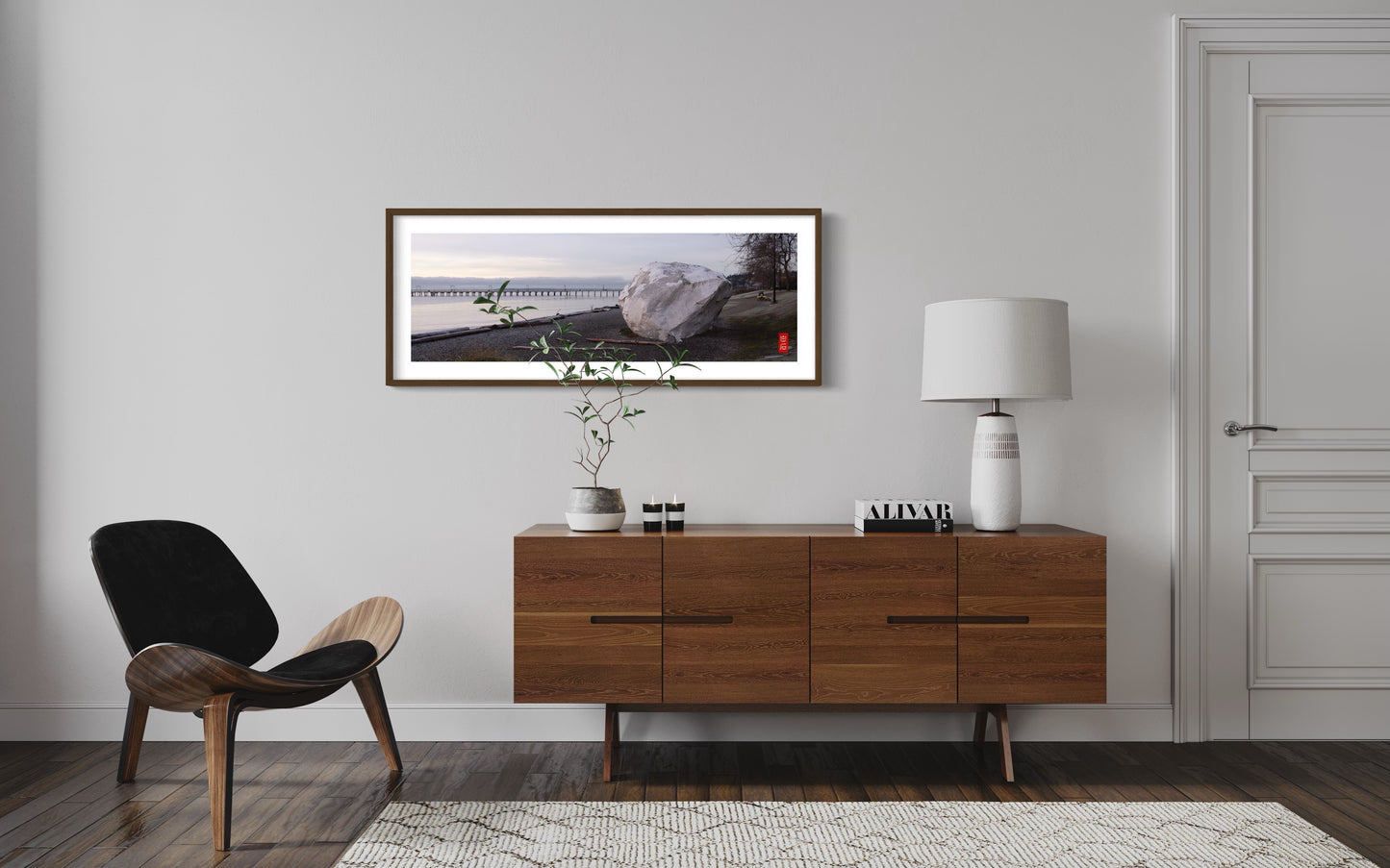 White Rock Panorama: 18*54 photo with solid wood frame