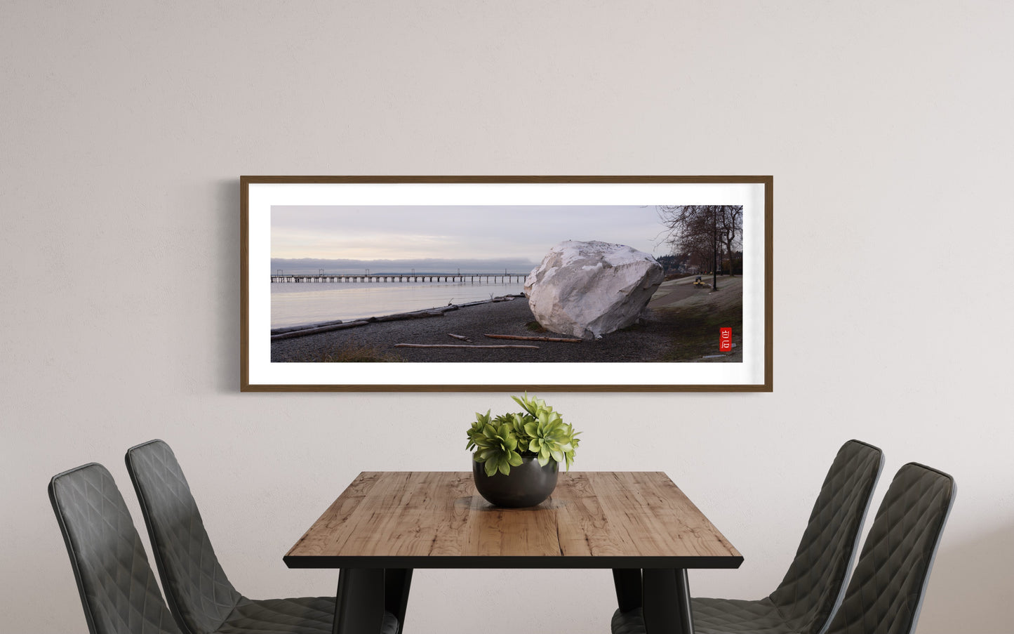 White Rock Panorama: 18*54 photo with solid wood frame